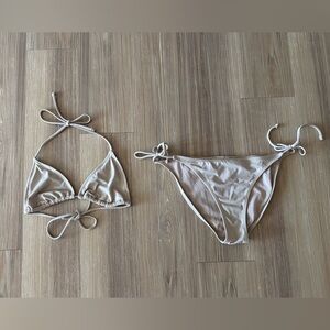 Y2K Forever 21 Swim Set Bikini Beige Womens M/L Beach Minimalist Classic